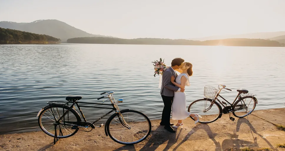 unexpected kiss on the cheek - couple, lovers, kiss