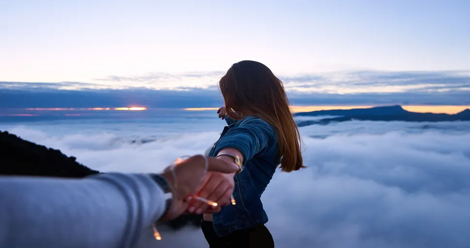 do guys care if you're fat - clouds, sky, mountain, people, woman, holding hands, guy, nature, dating, blue nature, blue sky, blue mountain, blue clouds, dating, dating, dating, dating, dating