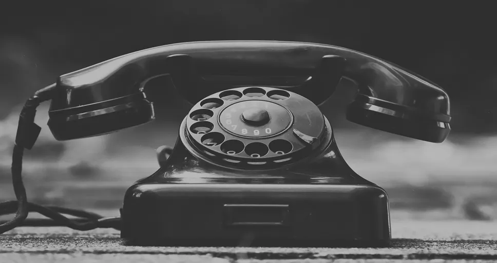guy looking at phone - telephone, vintage, monochrome